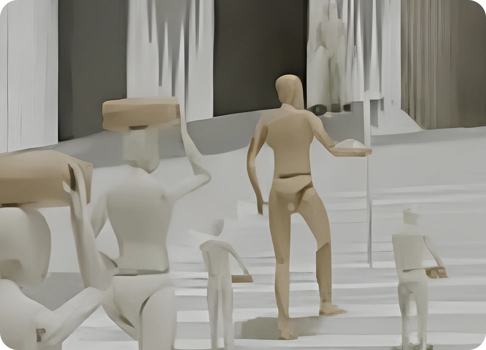 Unfinished 3D model with posed figures for a TimeLens scene of the Panathenaic procession