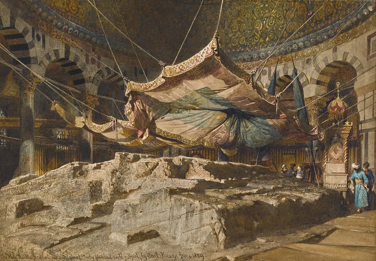 1859 watercolour of the Foundation Stone by Carl Haag