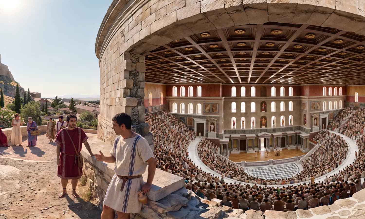 TimeLens reconstruction of the opened wall at the top of the Odeon of Herodes Atticus.