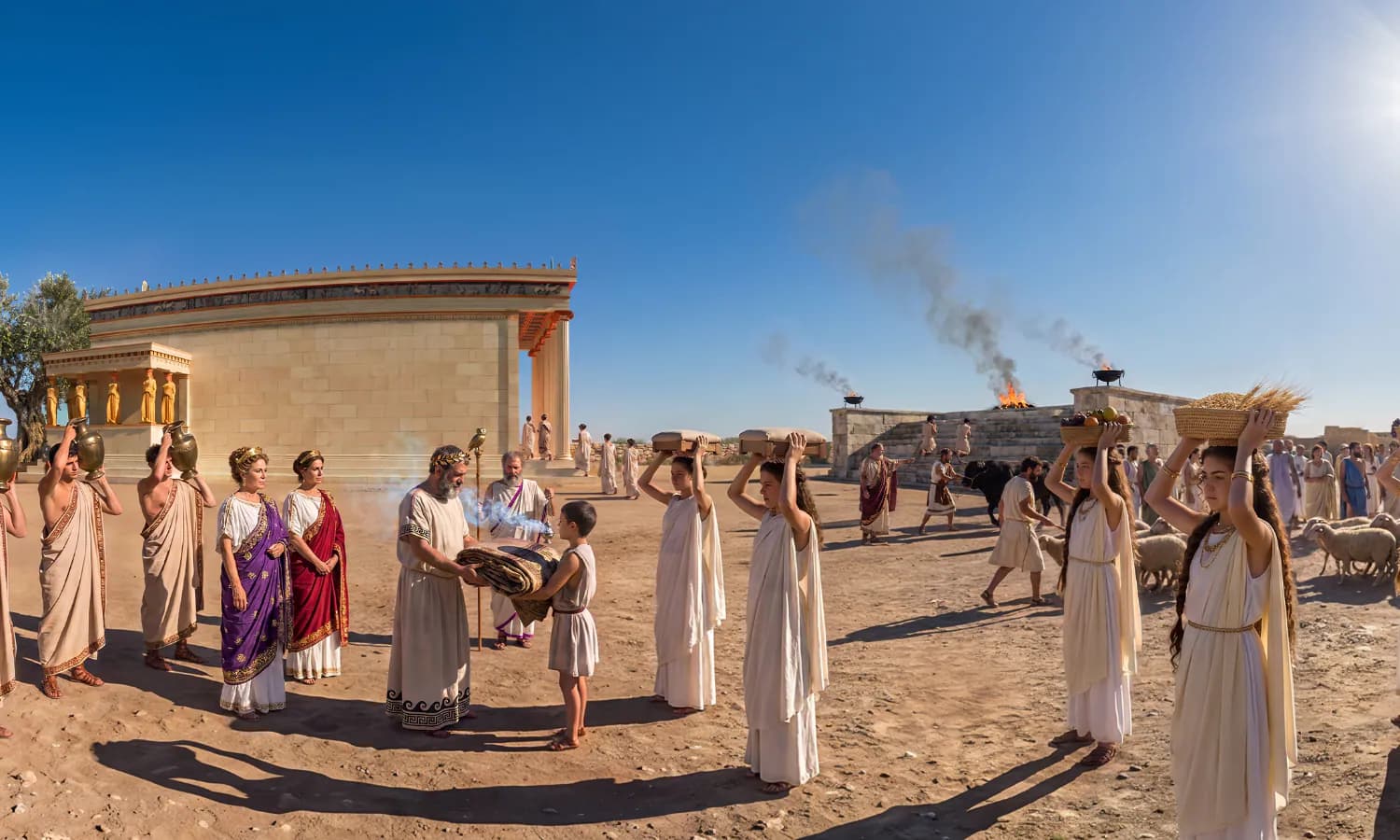 TimeLens reconstruction of women carrying offerings on the Acropolis in ancient Athens