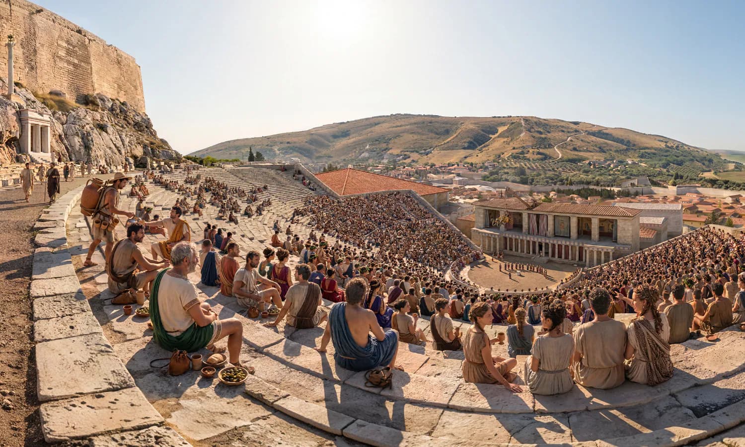 TimeLens reconstruction of the Theatre of Dionysos in Athens during Hellenistic times.