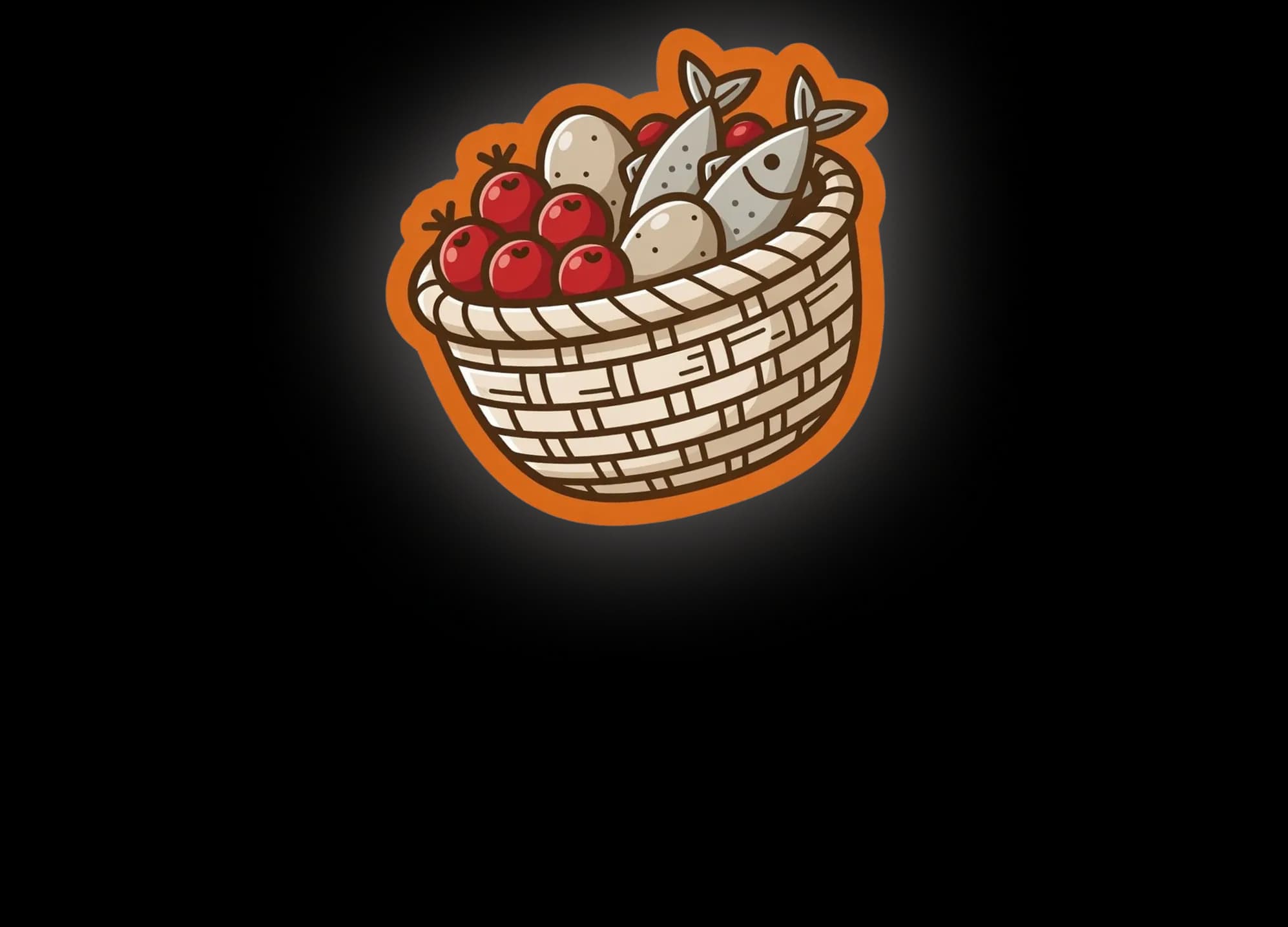 TimeLens badge mand met appels en vis