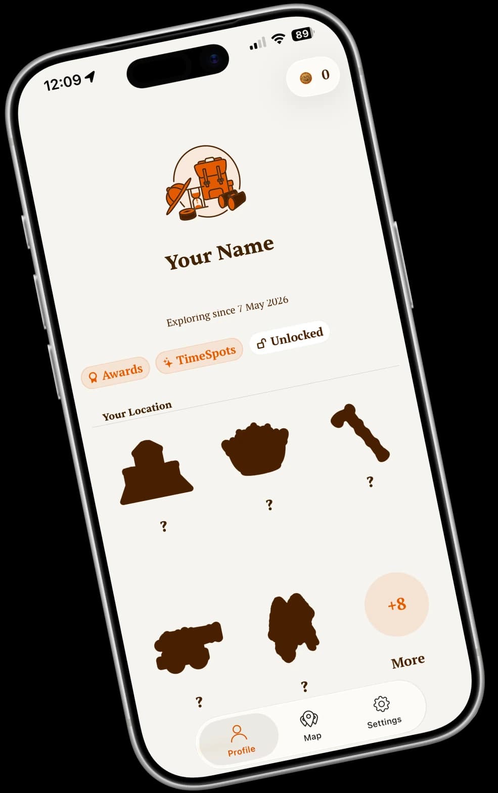 Impressie van de TimeLens app op een nieuwe locatie
